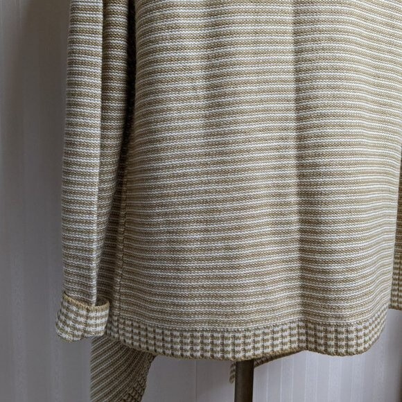 Merona Cardigan Women Medium Open Front Waterfall Striped Beige M - Picture 5 of 7